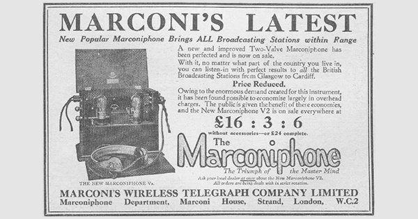 Marconi radio advertisement for the UK
